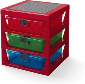 LEGO玩具收納三層架-紅色