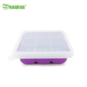 9格矽膠副食品分裝盒 - 紫色