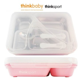 Thinkbaby不鏽鋼兒童餐盤套組-粉色