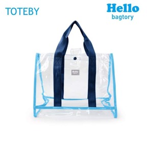 Hello Toteby 透明手挽袋-寶貝藍x墨藍