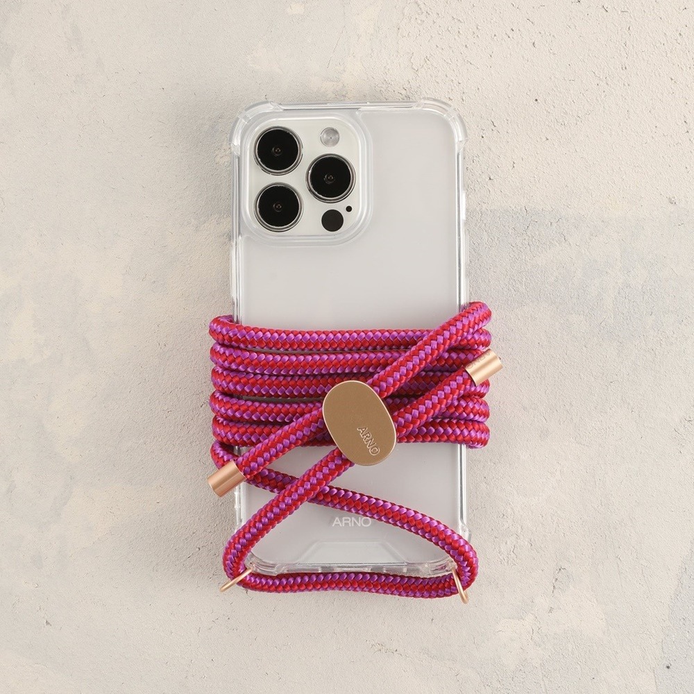 【韓國ARNO】NEW BASIC可拆式掛繩+帶環手機殼組-激情粉 Passion Pink